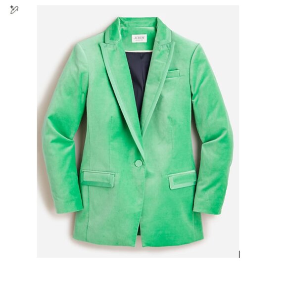 J.Crew Collection Women's Willa Blazer in Green Stretch Velvet  O - Picture 12 of 12